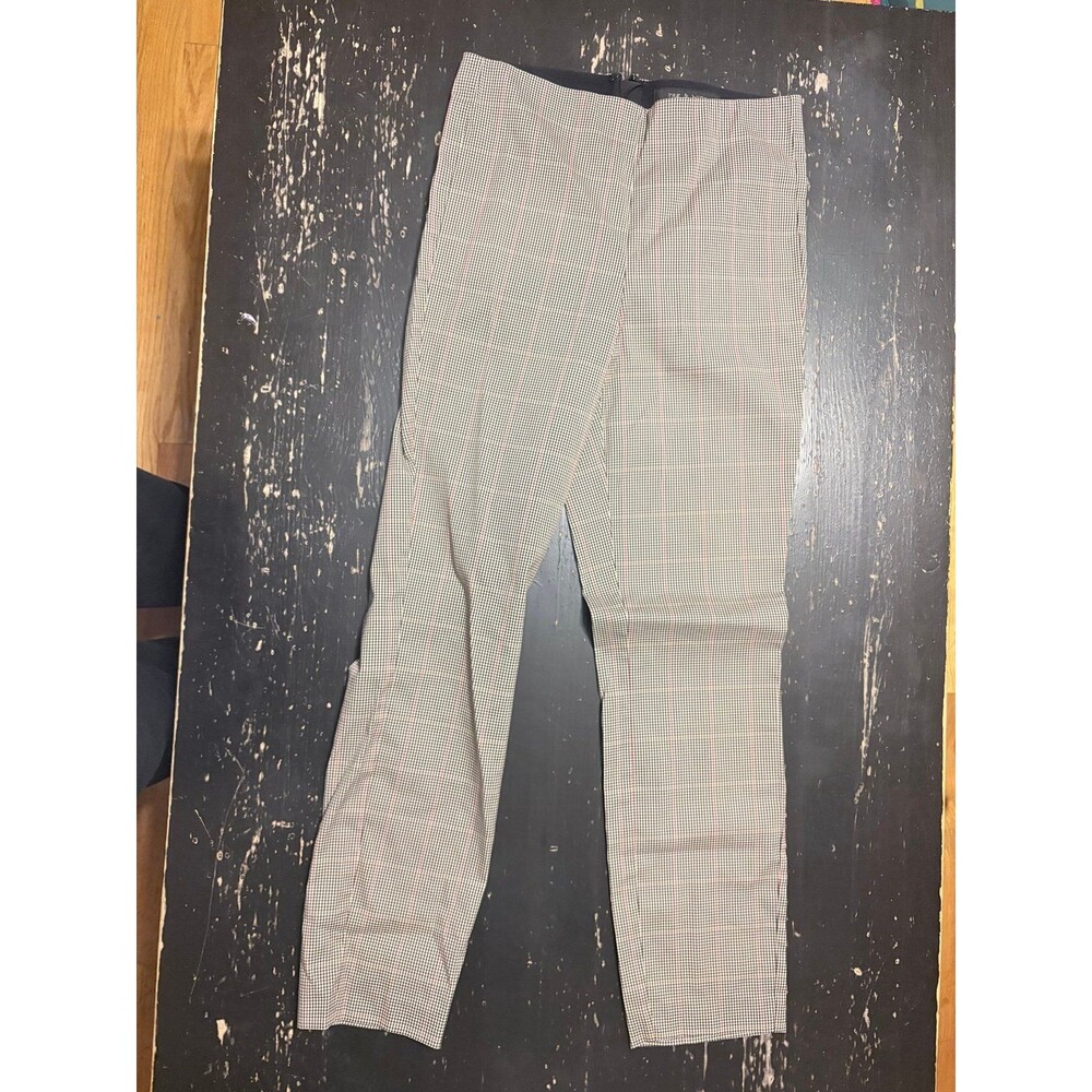 Rag & Bone micro gingham tan with black/red skinny ankle dress pants size 6